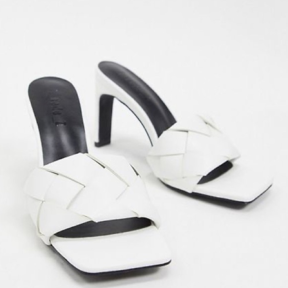 Z CODE Z EXCLUSIVE RAE VEGAN PLAITED HEELED MULES IN WHITE